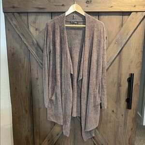 Barefoot Dreams CozyChic Lite Calypso Wrap Cardigan Mushroom Taupe Brown S/M